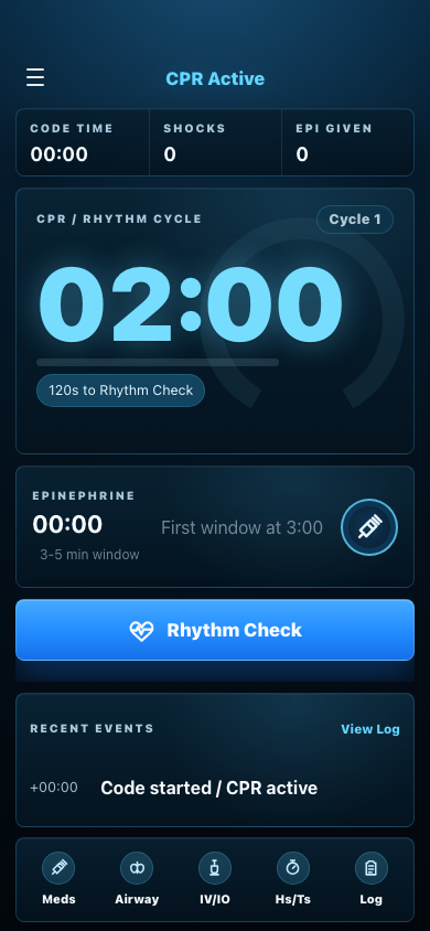CPR Active timing cockpit